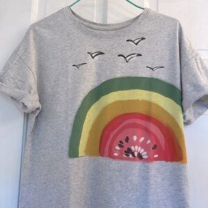 Tea Collection girls gray watermelon rainbow tshirt in size 14